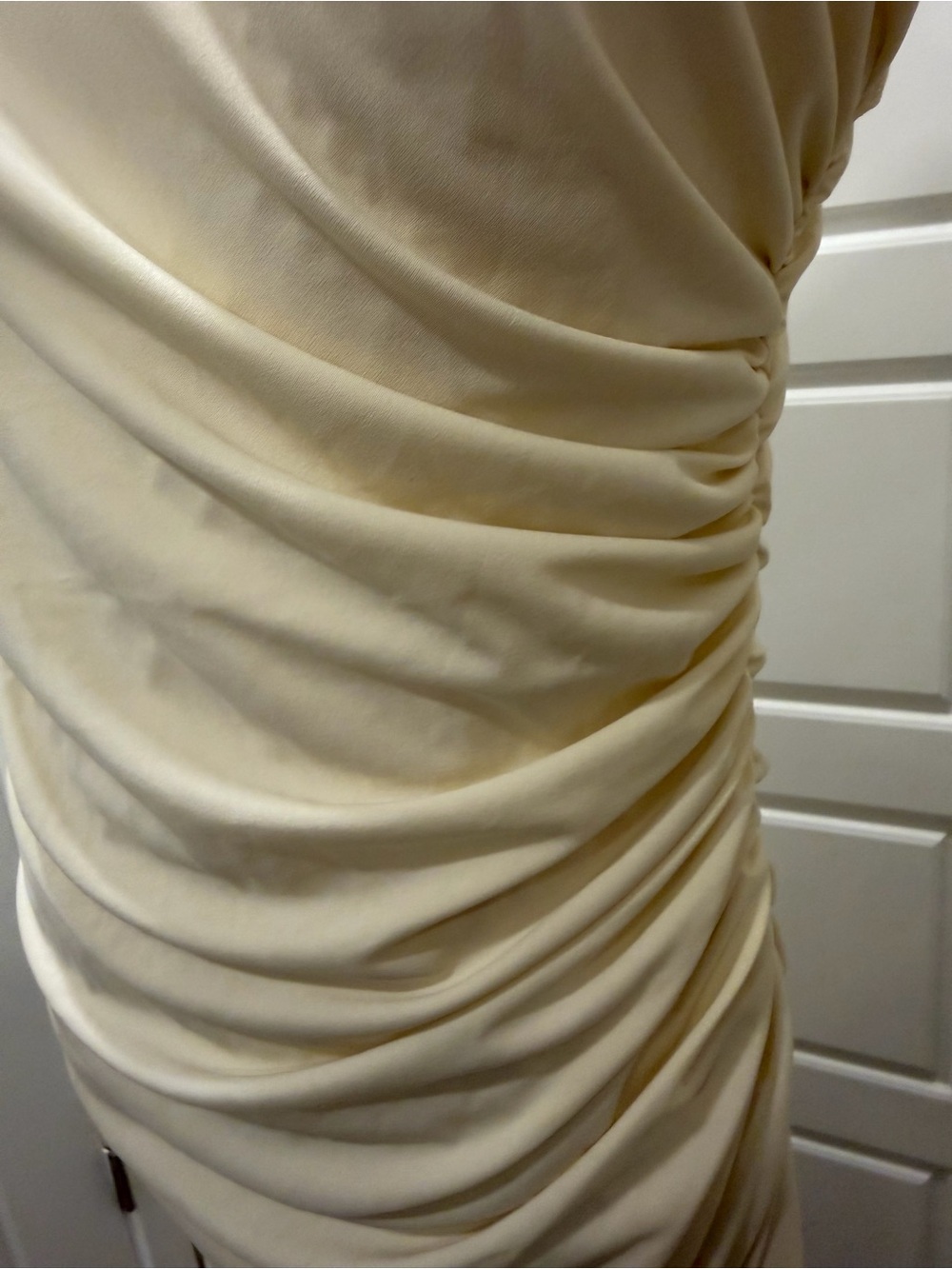 Zara Sleeveless Gathered Side Shift Old Money Dress - Cream - Picture 6 of 8